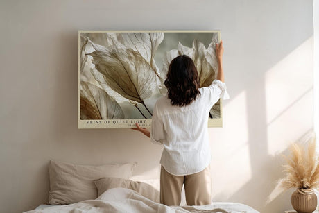 Paul Sinus Wandbild 120x80cm Veins of Quiet Light transparente Blätter Makro Natur Fotokunst in warmen Naturtönen Poster für Wohnzimmer Schlafzimmer