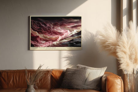 Paul Sinus Wandbild 120x80cm Velvet Waves Unfolded Abstrakte Struktur Kunst in Rot und Creme Modernes Kunstbild fuer Wohnzimmer und Büro