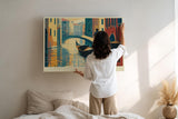 Paul Sinus Wandbild 120x80cm Venedig Gondel auf ruhigem Kanal moderne Stadtlandschaft Illustration stilvolle Wanddekoration