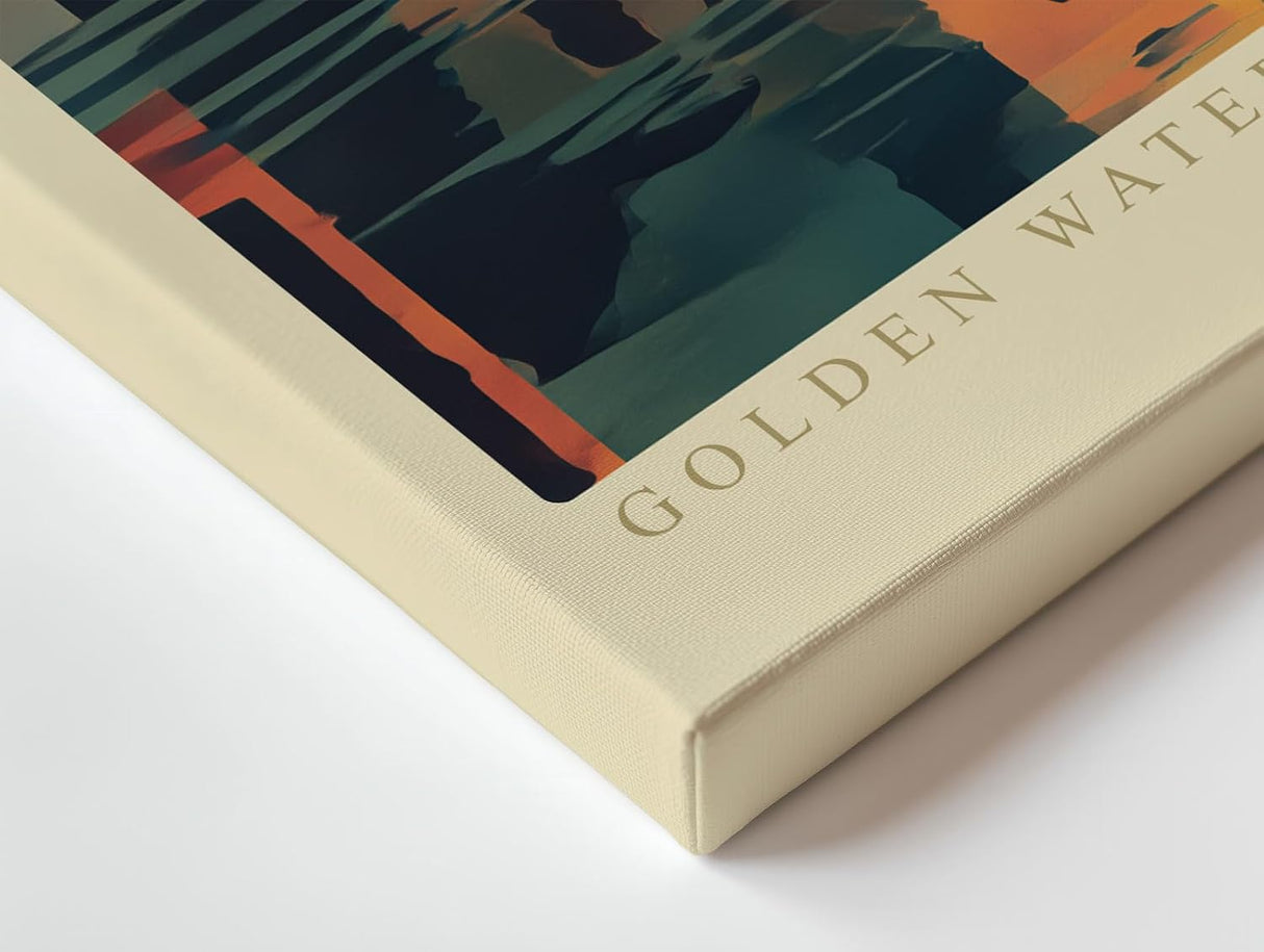 Paul Sinus Wandbild 120x80cm Venedig Gondel bei goldener Wasserreflexion moderne Stadtillustration stilvolle Wanddekoration