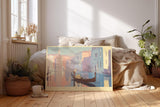 Paul Sinus Wandbild 120x80cm Venedig Gondel Pastell Illustration Romantische Stadtlandschaft Kunst für Wohnzimmer Schlafzimmer Büro