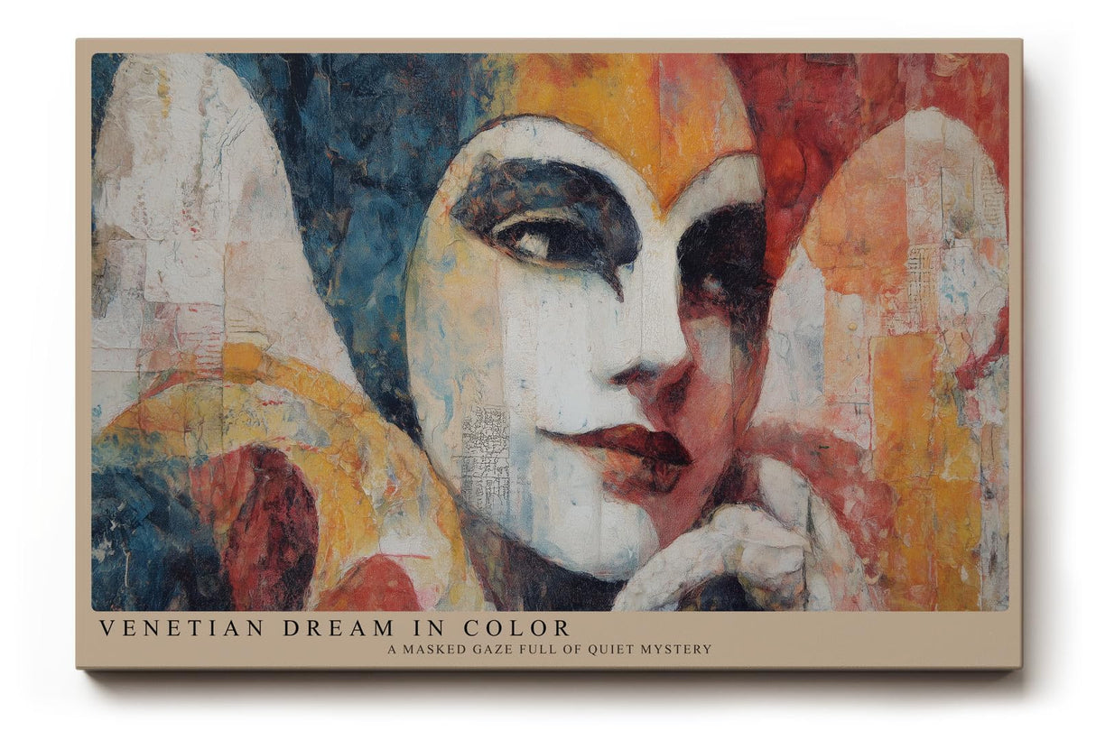 Paul Sinus Wandbild 120x80cm venezianische Maske Frauenportrait bunt modern Kunst Kunstdruck grosses Wandbild 120x80cm elegante Wanddekoration fuer Wohnzimmer Büro