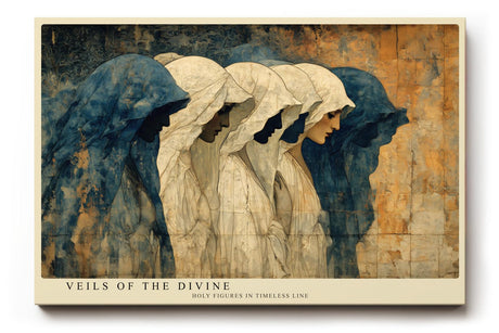 Paul Sinus Wandbild 120x80cm Verschleierte Figuren in Reihe – Mystische Komposition mit spiritueller Symbolik
