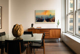 Paul Sinus Wandbild 120x80cm Vertical Lightfall over Avenue Moderne Stadtlandschaft mit Sonnenlicht Urbanes Kunstbild fuer Wohnzimmer und Büro