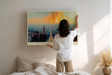 Paul Sinus Wandbild 120x80cm Vertical Lightfall over Avenue Moderne Stadtlandschaft mit Sonnenlicht Urbanes Kunstbild fuer Wohnzimmer und Büro