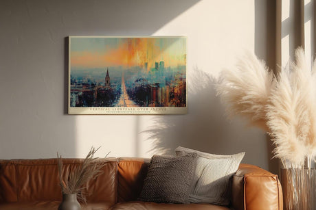 Paul Sinus Wandbild 120x80cm Vertical Lightfall over Avenue Moderne Stadtlandschaft mit Sonnenlicht Urbanes Kunstbild fuer Wohnzimmer und Büro