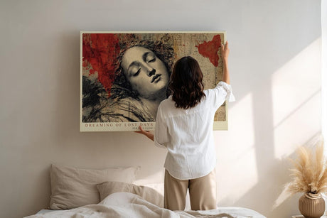 Paul Sinus Wandbild 120x80cm Verträumtes Frauenporträt in Vintage Collage Kunst – Künstlerische Illustration mit nostalgischer Stimmung für stilvolle Räume