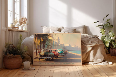 Paul Sinus Wandbild 120x80cm Vintage Autos Havanna Malecon Karibik Stadt Kunst Wanddekoration Kuba Retro Motiv Wohnzimmer