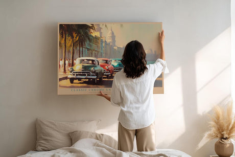 Paul Sinus Wandbild 120x80cm Vintage Autos Havanna Malecon Karibik Stadt Kunst Wanddekoration Kuba Retro Motiv Wohnzimmer