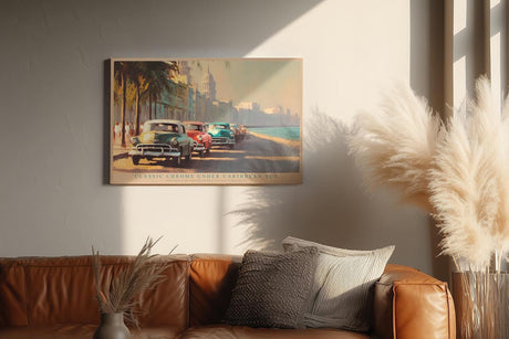 Paul Sinus Wandbild 120x80cm Vintage Autos Havanna Malecon Karibik Stadt Kunst Wanddekoration Kuba Retro Motiv Wohnzimmer