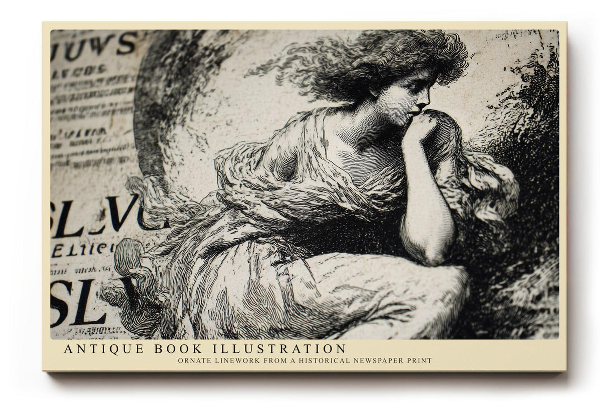 Paul Sinus Wandbild 120x80cm Vintage Buchillustration Klassische Kunstzeichnung in Schwarz Weiss