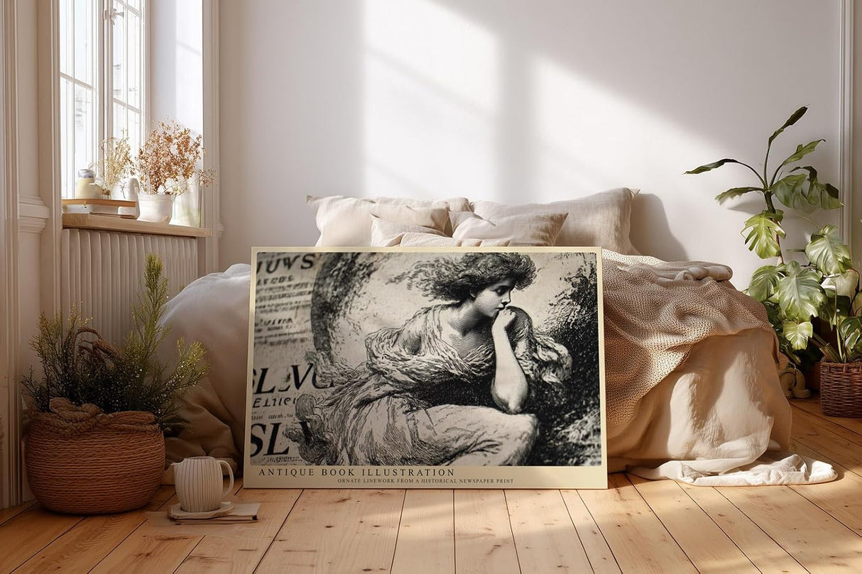 Paul Sinus Wandbild 120x80cm Vintage Buchillustration Klassische Kunstzeichnung in Schwarz Weiss