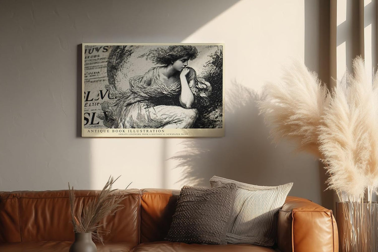 Paul Sinus Wandbild 120x80cm Vintage Buchillustration Klassische Kunstzeichnung in Schwarz Weiss