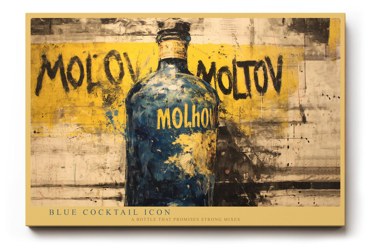 Paul Sinus Wandbild 120x80cm Vintage Cocktail Flasche Pop Art Graffiti Stil moderne Bar Kunst Wanddekoration Wohnzimmer Bar