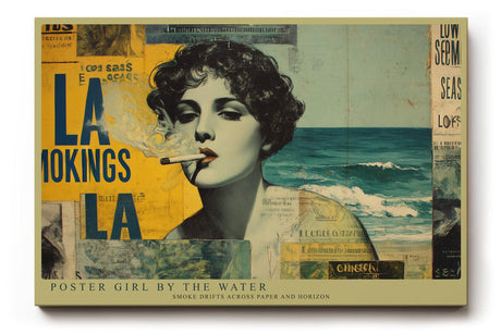 Paul Sinus Wandbild 120x80cm Vintage Collage Frau Strand Retro Poster Kunst Wanddekoration moderne Pop Art Wohnzimmer Schlafzimmer