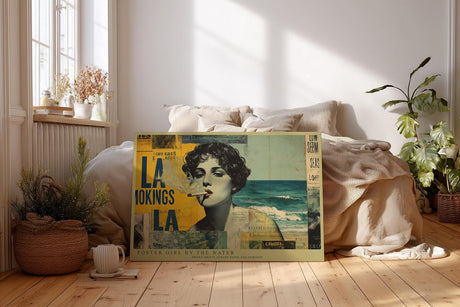 Paul Sinus Wandbild 120x80cm Vintage Collage Frau Strand Retro Poster Kunst Wanddekoration moderne Pop Art Wohnzimmer Schlafzimmer