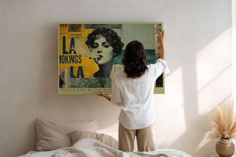 Paul Sinus Wandbild 120x80cm Vintage Collage Frau Strand Retro Poster Kunst Wanddekoration moderne Pop Art Wohnzimmer Schlafzimmer
