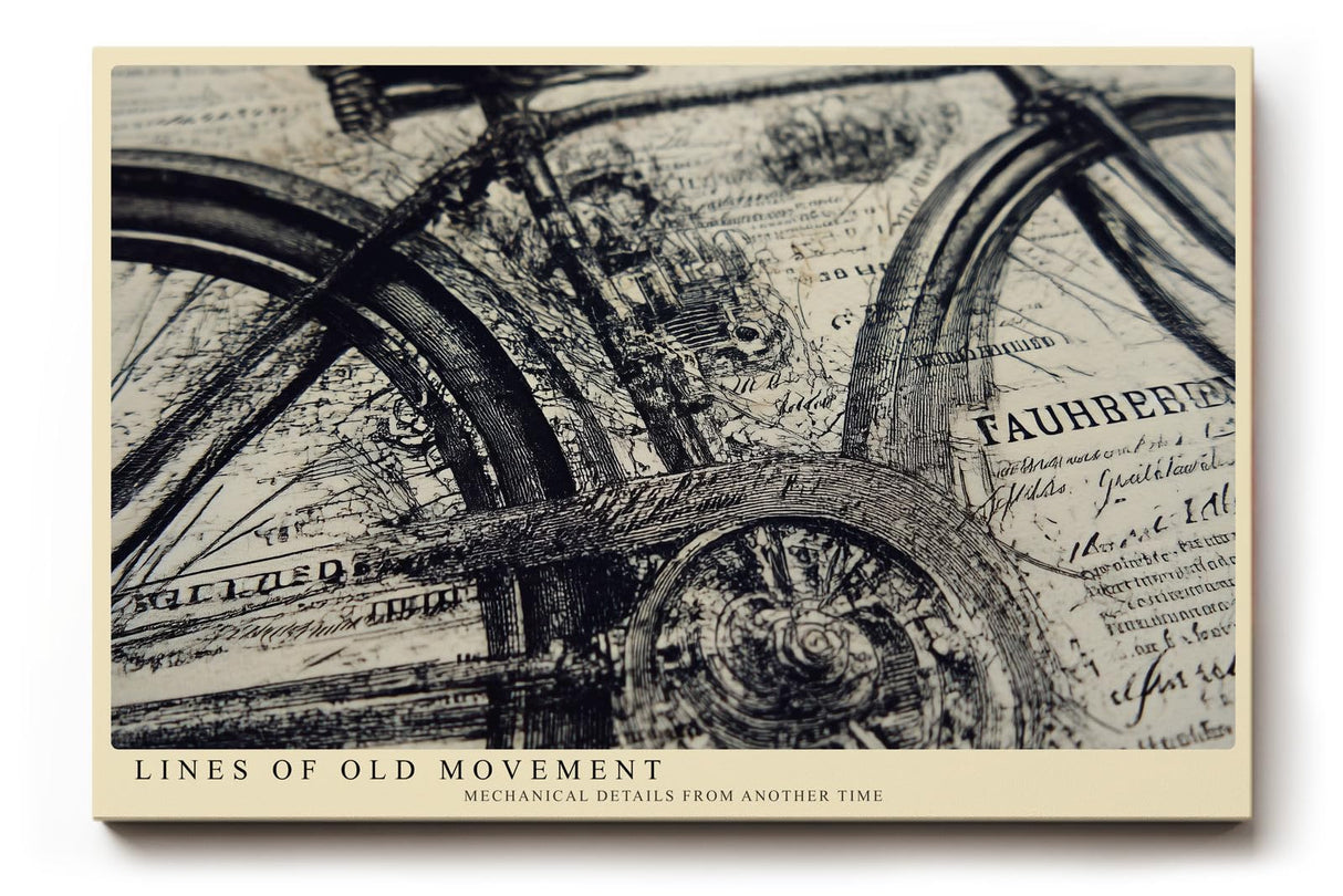 Paul Sinus Wandbild 120x80cm Vintage Fahrrad Illustration schwarz weiss technische Zeichnung Kunstdruck grosses Retro Kunstbild stilvolle Wanddekoration fuer Wohnzimmer Büro Werkstatt