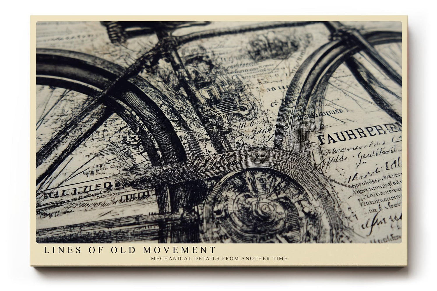 Paul Sinus Wandbild 120x80cm Vintage Fahrrad Illustration schwarz weiss technische Zeichnung Kunstdruck grosses Retro Kunstbild stilvolle Wanddekoration fuer Wohnzimmer Büro Werkstatt