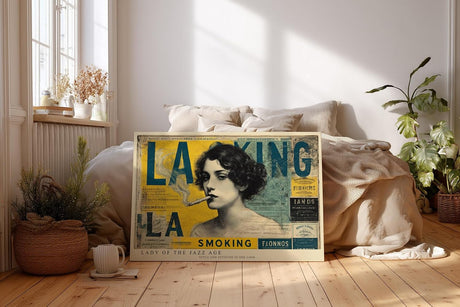 Paul Sinus Wandbild 120x80cm Vintage Frau der Jazz Aera Retro Portrait Collage Gelb Blau Moderne Pop Art Wanddekoration