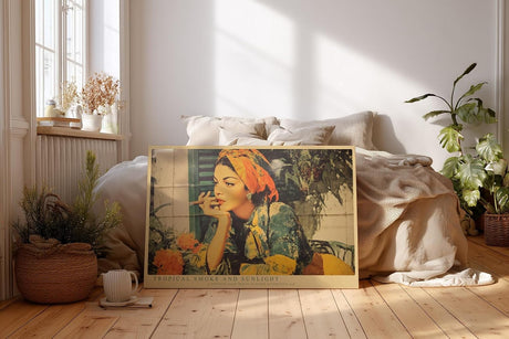 Paul Sinus Wandbild 120x80cm Vintage Frau Zigarre tropische Szene Retro Kunst Wanddekoration Wohnzimmer Bar