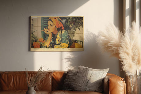 Paul Sinus Wandbild 120x80cm Vintage Frau Zigarre tropische Szene Retro Kunst Wanddekoration Wohnzimmer Bar