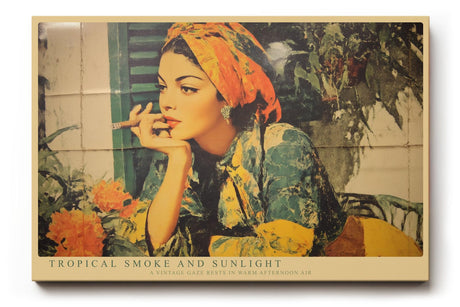 Paul Sinus Wandbild 120x80cm Vintage Frau Zigarre tropische Szene Retro Kunst Wanddekoration Wohnzimmer Bar