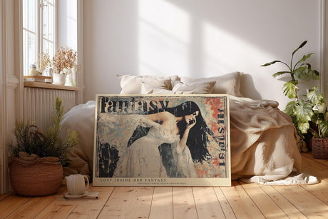 Paul Sinus Wandbild 120x80cm Vintage Frauen Portrait Collage Kunst in Beige Schwarz und Rot Modernes Design für Wohnzimmer Schlafzimmer Büro