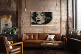 Paul Sinus Wandbild 120x80cm Vintage Frauen Portrait Kunst in Schwarz Beige Moderne Collage für Wohnzimmer Schlafzimmer Büro