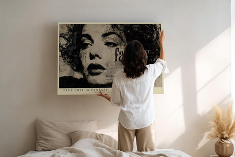 Paul Sinus Wandbild 120x80cm Vintage Frauen Portrait Kunst in Schwarz Beige Moderne Collage für Wohnzimmer Schlafzimmer Büro