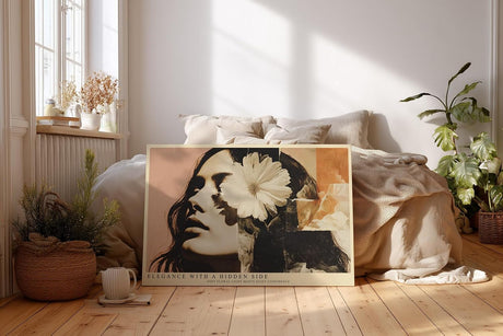 Paul Sinus Wandbild 120x80cm Vintage Frauenportrait Blume Collage moderne Kunst Wanddekoration Wohnzimmer Schlafzimmer