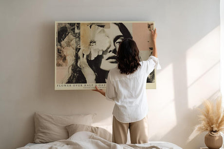 Paul Sinus Wandbild 120x80cm Vintage Frauenportrait Blumen Collage moderne Kunst Wanddekoration Wohnzimmer Schlafzimmer