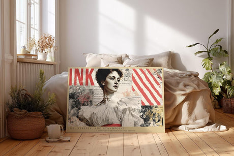 Paul Sinus Wandbild 120x80cm Vintage Frauenportrait Collage moderne Kunst Typografie Wanddekoration Retro Kunst Wohnzimmer Schlafzimmer