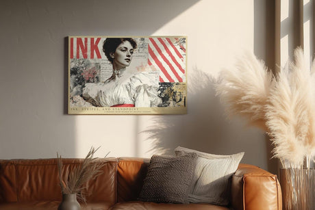 Paul Sinus Wandbild 120x80cm Vintage Frauenportrait Collage moderne Kunst Typografie Wanddekoration Retro Kunst Wohnzimmer Schlafzimmer