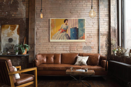 Paul Sinus Wandbild 120x80cm Vintage Frauenportrait Retro Kunstmotiv Elegante Figur in farbenfroher Illustration