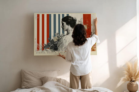 Paul Sinus Wandbild 120x80cm Vintage Frauenportrait Rosen Collage moderne Kunst Wanddekoration Wohnzimmer Schlafzimmer
