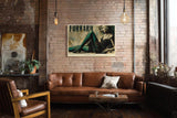 Paul Sinus Wandbild 120x80cm Vintage Glamour Frau Retro Collage Modekunst in Beige Gruen Stilvolle Wanddekoration