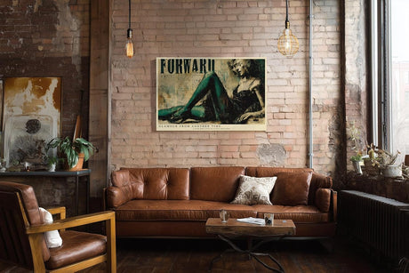Paul Sinus Wandbild 120x80cm Vintage Glamour Frau Retro Collage Modekunst in Beige Gruen Stilvolle Wanddekoration