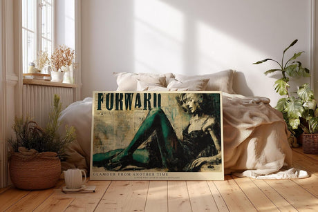 Paul Sinus Wandbild 120x80cm Vintage Glamour Frau Retro Collage Modekunst in Beige Gruen Stilvolle Wanddekoration