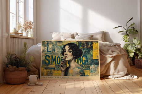 Paul Sinus Wandbild 120x80cm Vintage Hollywood Frau Collage LeinWandbild 120x80cm Retro Glamour Kunst Wanddekoration