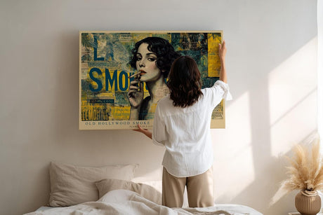 Paul Sinus Wandbild 120x80cm Vintage Hollywood Frau Collage LeinWandbild 120x80cm Retro Glamour Kunst Wanddekoration