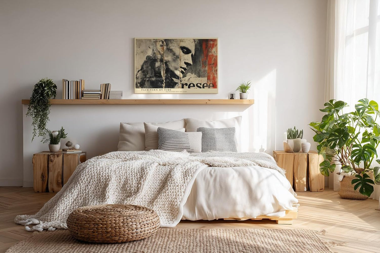 Paul Sinus Wandbild 120x80cm Vintage Männerporträt Collage – Künstlerisches Gesicht mit urbaner Posterästhetik
