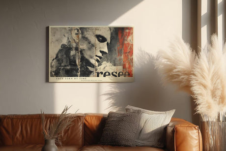 Paul Sinus Wandbild 120x80cm Vintage Männerporträt Collage – Künstlerisches Gesicht mit urbaner Posterästhetik