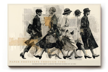 Paul Sinus Wandbild 120x80cm Vintage Mode Collage Silhouetten Zeitreise Kunst Wanddekoration Wohnzimmer Flur