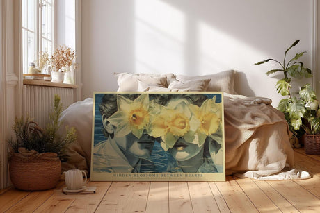 Paul Sinus Wandbild 120x80cm Vintage Paar Narzissen Blumen Portrait moderne Collage Kunst Wanddekoration Wohnzimmer Schlafzimmer