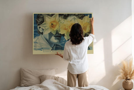 Paul Sinus Wandbild 120x80cm Vintage Paar Narzissen Blumen Portrait moderne Collage Kunst Wanddekoration Wohnzimmer Schlafzimmer