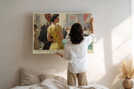Paul Sinus Wandbild 120x80cm Vintage Paar Szene Stadt Kunst im Retro Stil für Wohnzimmer Schlafzimmer Büro
