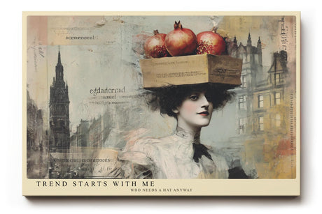 Paul Sinus Wandbild 120x80cm Vintage Paris Frau Mode Collage LeinWandbild 120x80cm Elegante Stadt Kunst Wanddekoration