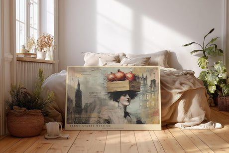 Paul Sinus Wandbild 120x80cm Vintage Paris Frau Mode Collage LeinWandbild 120x80cm Elegante Stadt Kunst Wanddekoration