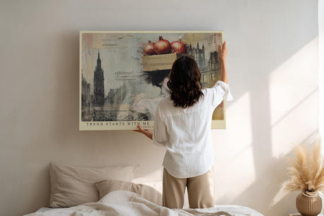 Paul Sinus Wandbild 120x80cm Vintage Paris Frau Mode Collage LeinWandbild 120x80cm Elegante Stadt Kunst Wanddekoration